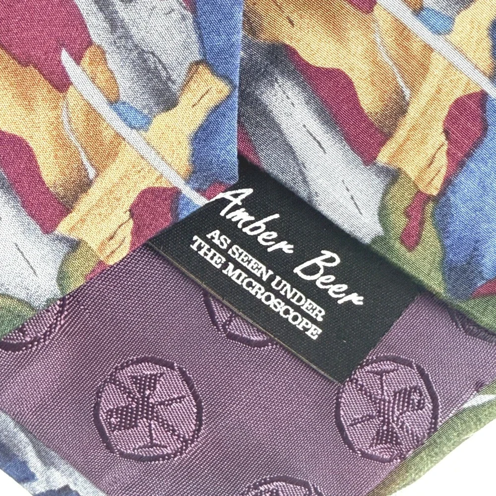 Vintage Molecular Expressions Necktie Burgundy Amber Beer Microscopic Silk Tie